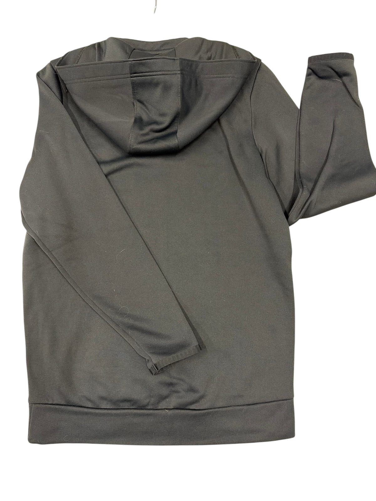 Back view of a black Under Armour Men's Baseball Graphic Hoodie from CURATED by Kira, featuring a low-profile hood.