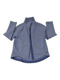 CURATED by Kira blue prism diamond quilted knit jacket with mock collar and high-low tulip hem