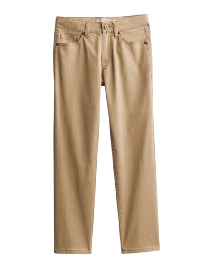 CURATED by Kira boys Lazer Flex Tech straight-leg stretch pants in khaki with 5-pocket styling and comfort waistband.