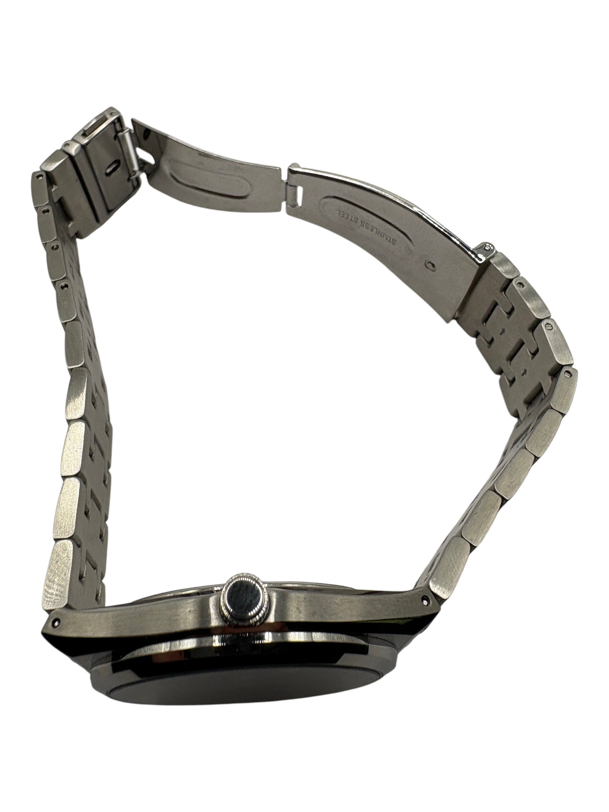CURATED by Kira Calvin Klein Motion men's watch with a silver stainless steel bracelet and textured navy blue dial
