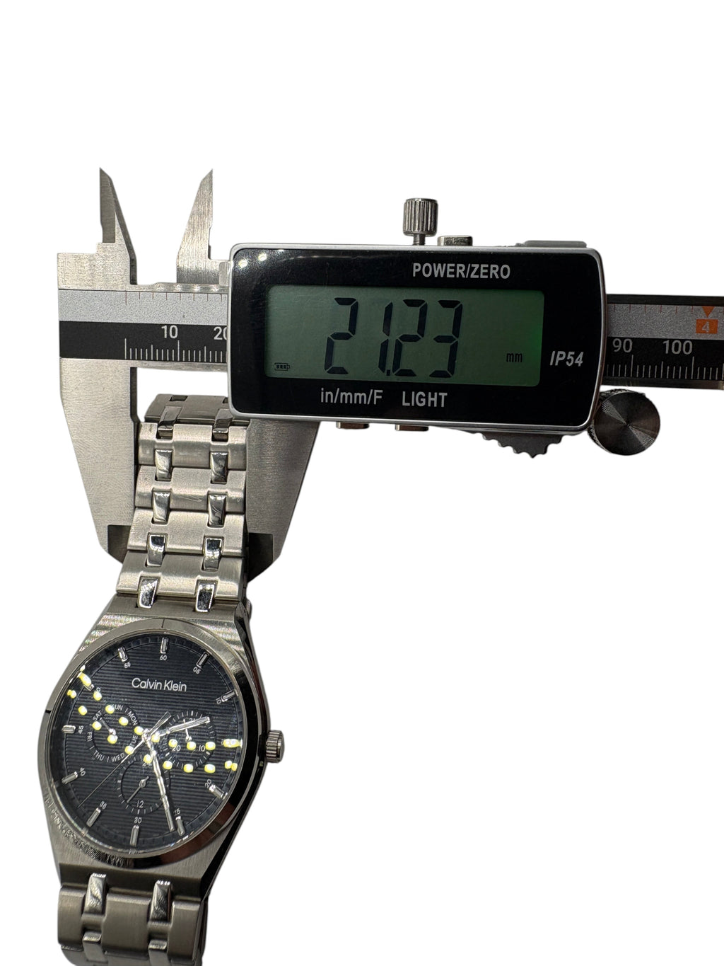 CURATED by Kira Calvin Klein Motion men's watch with textured navy blue dial and silver stainless steel bracelet