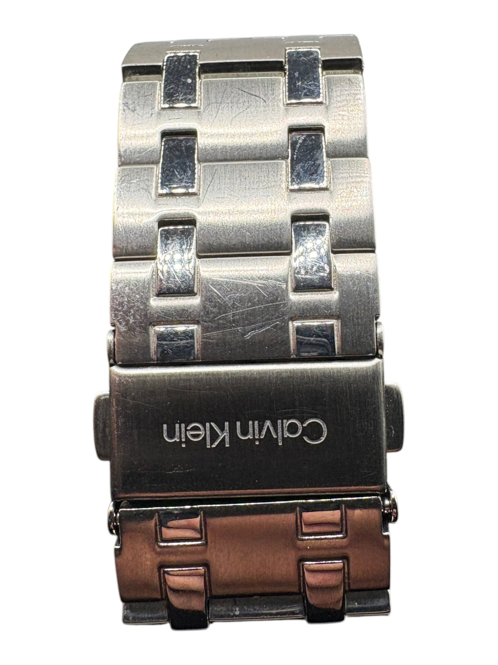 CURATED by Kira Calvin Klein Motion watch stainless steel bracelet clasp with engraved logo