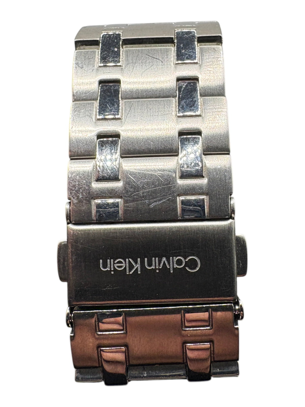 CURATED by Kira Calvin Klein Motion watch stainless steel bracelet clasp with engraved logo
