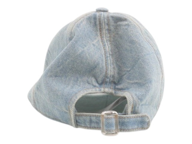 CURATED by Kira Celine denim baseball cap in light blue with an adjustable metal strap back closure