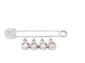 CURATED by Kira Chanel Icon Series silver safety pin brooch with dangling crystal-embellished letter charms