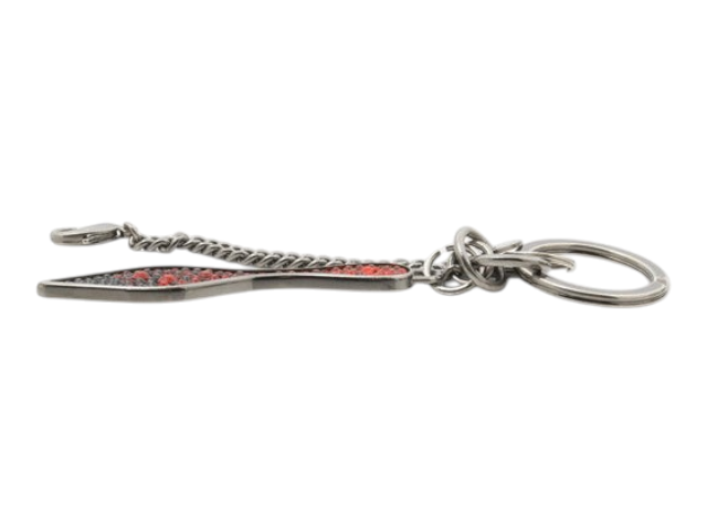 CURATED by Kira Christian Louboutin red and black embellished keyring with silver-tone chain and ring