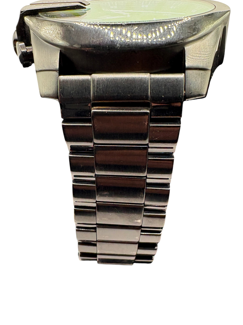 CURATED by Kira Diesel Mega Chief chronograph watch featuring a black ion-plated stainless steel link bracelet.