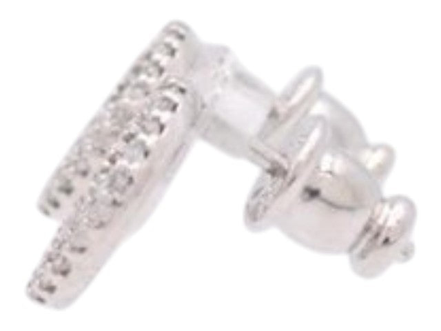 CURATED by Kira Fendi F's silver earring featuring pavé diamonds in a side profile view