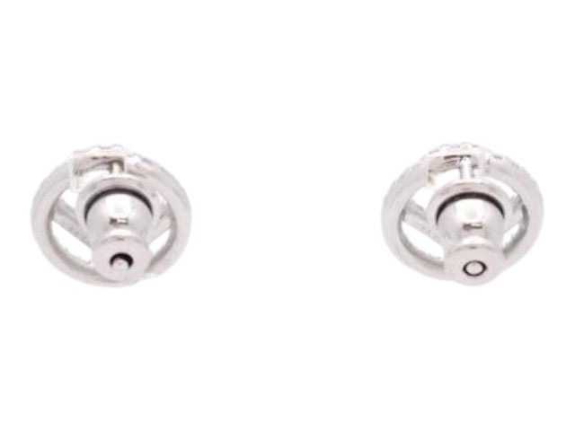 CURATED by Kira Fendi F's silver earrings featuring diamond accents, shown from the back view.