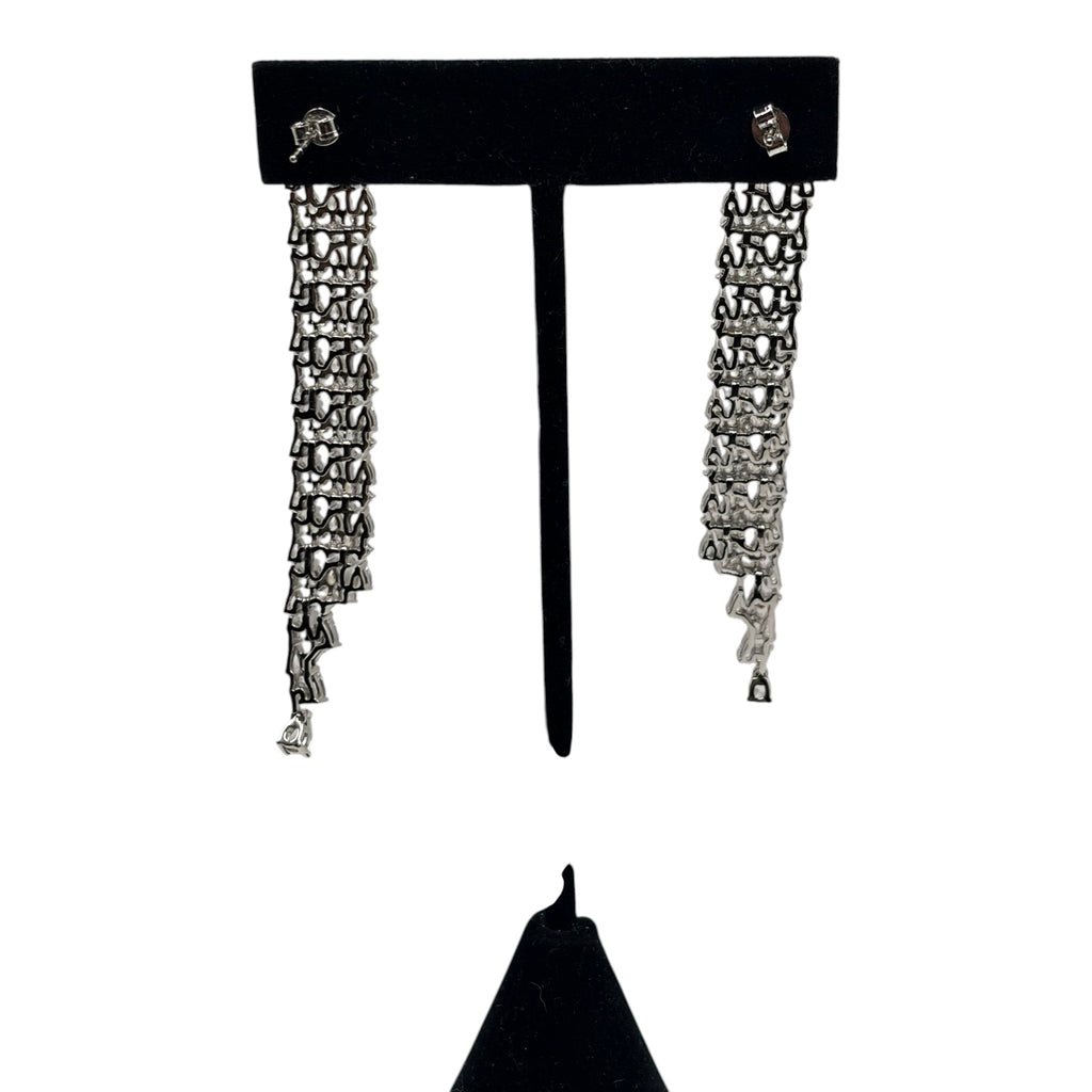 CURATED by Kira Genevive La Scène silver waterfall dangle earrings with intricate textured metal links
