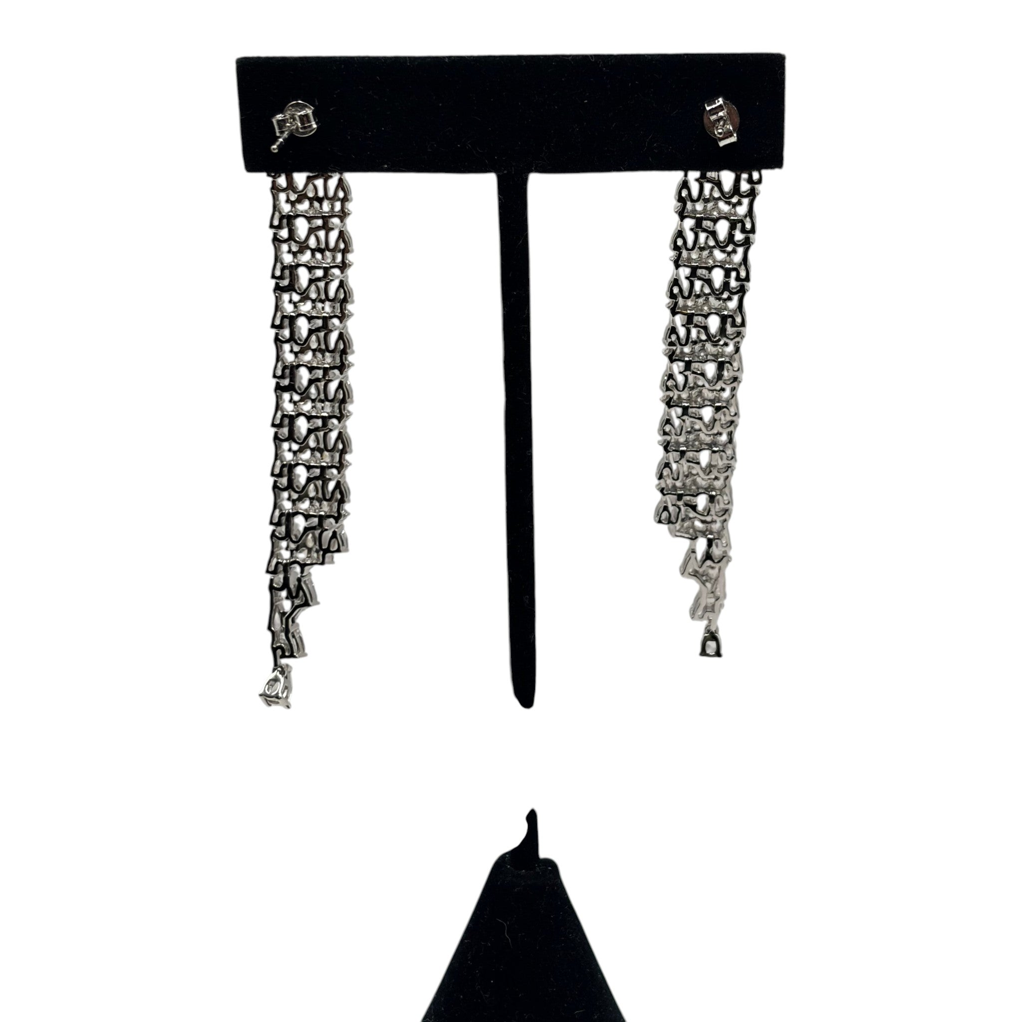 CURATED by Kira Genevive La Scène silver waterfall dangle earrings with intricate textured metal links
