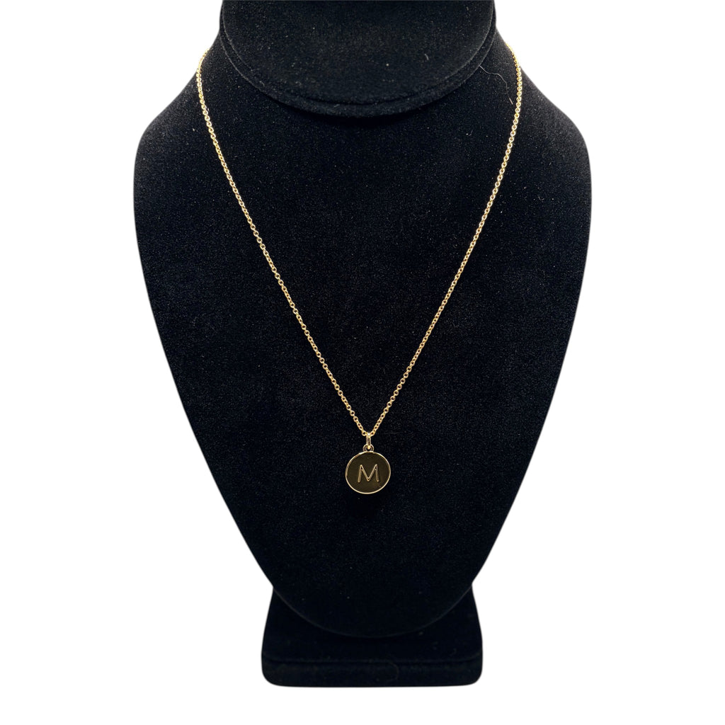 CURATED by Kira gold Kate Spade New York mini pendant necklace featuring a circular charm with the initial M