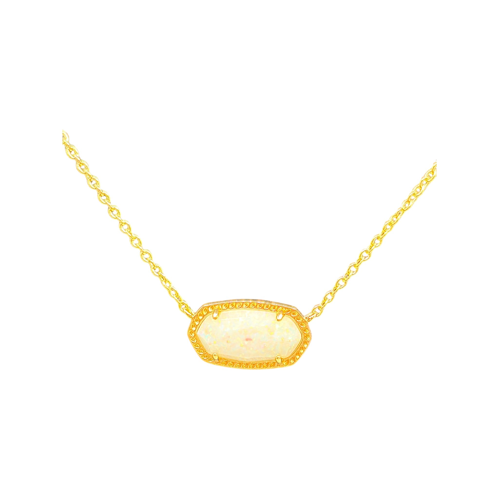 CURATED by Kira Kendra Scott Elisa gold pendant necklace featuring an ivory mother-of-pearl stone on a delicate chain.