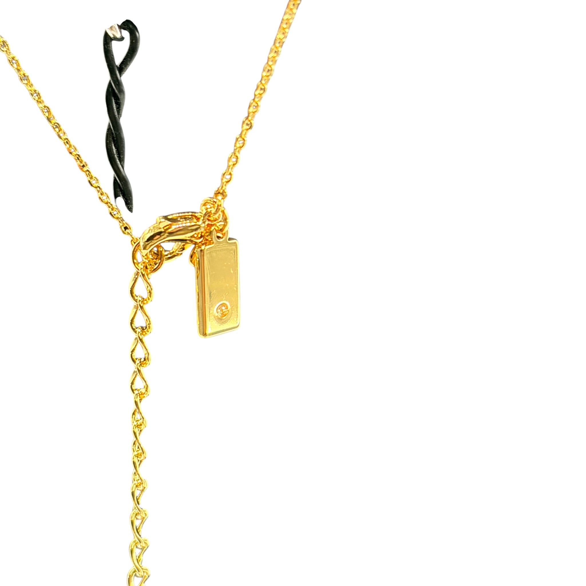 CURATED by Kira gold-tone chain necklace with a small branded rectangular tag and lobster clasp closure