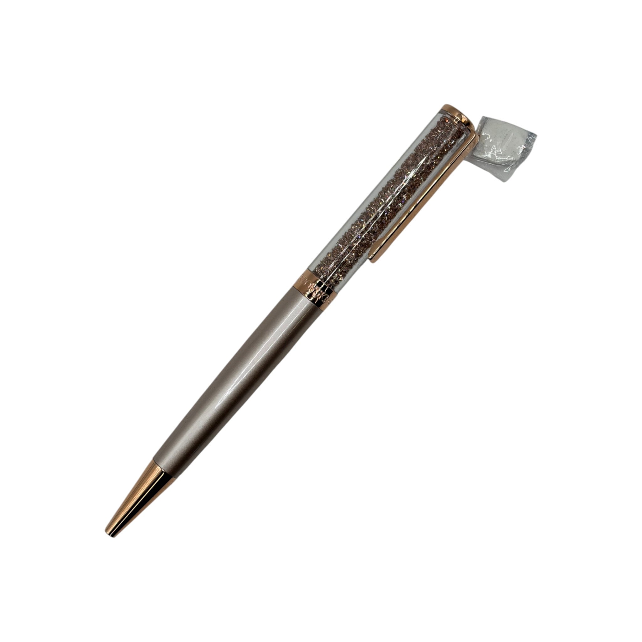 CURATED by Kira Swarovski Crystalline ballpoint pen in gray lacquer with rose gold-tone plating and crystal fill