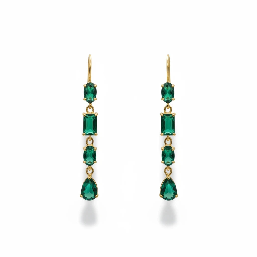 CURATED by Kira R. H. Macy's Fine Jewelry drop earrings featuring lab-grown green quartz in 14K gold vermeil