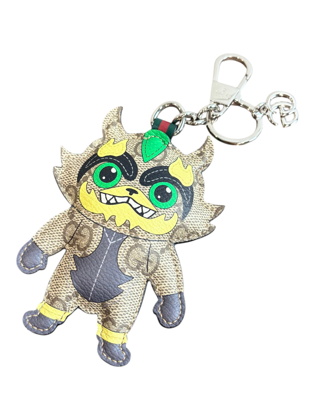CURATED by Kira Gucci Besties keychain bag charm featuring a multicolor GG canvas monster character with leather trim
