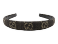 CURATED by Kira brown Gucci GG logo headband with iconic monogram pattern on textured fabric