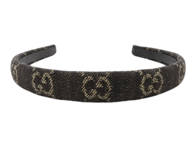 CURATED by Kira brown Gucci GG logo headband with iconic monogram pattern on textured fabric