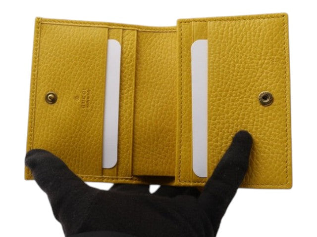 CURATED by Kira Gucci Garden Bat yellow leather wallet interior with card slots and snap button closure