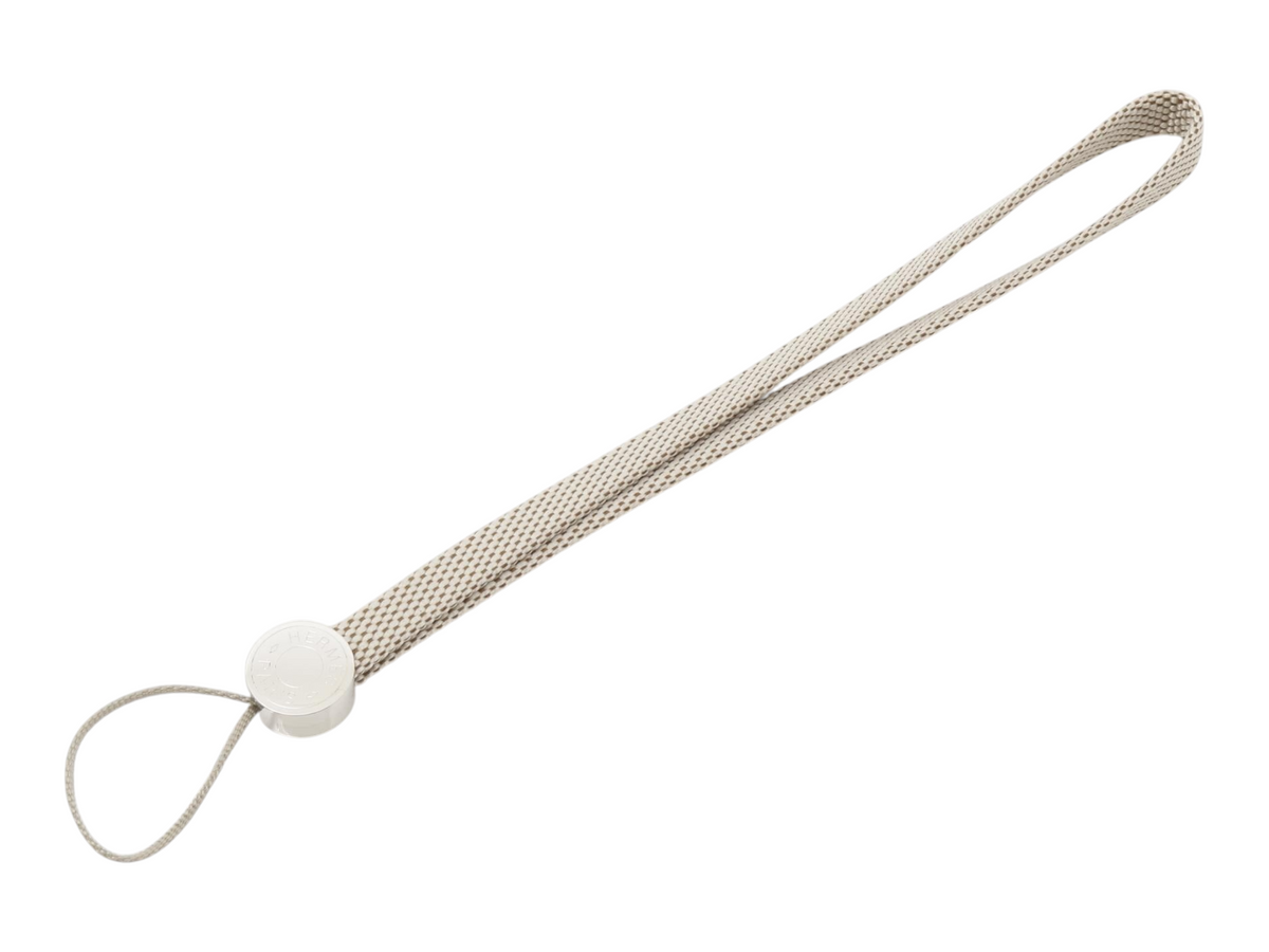 CURATED by Kira Hermes Serie Box beige woven lanyard with silver-tone logo hardware