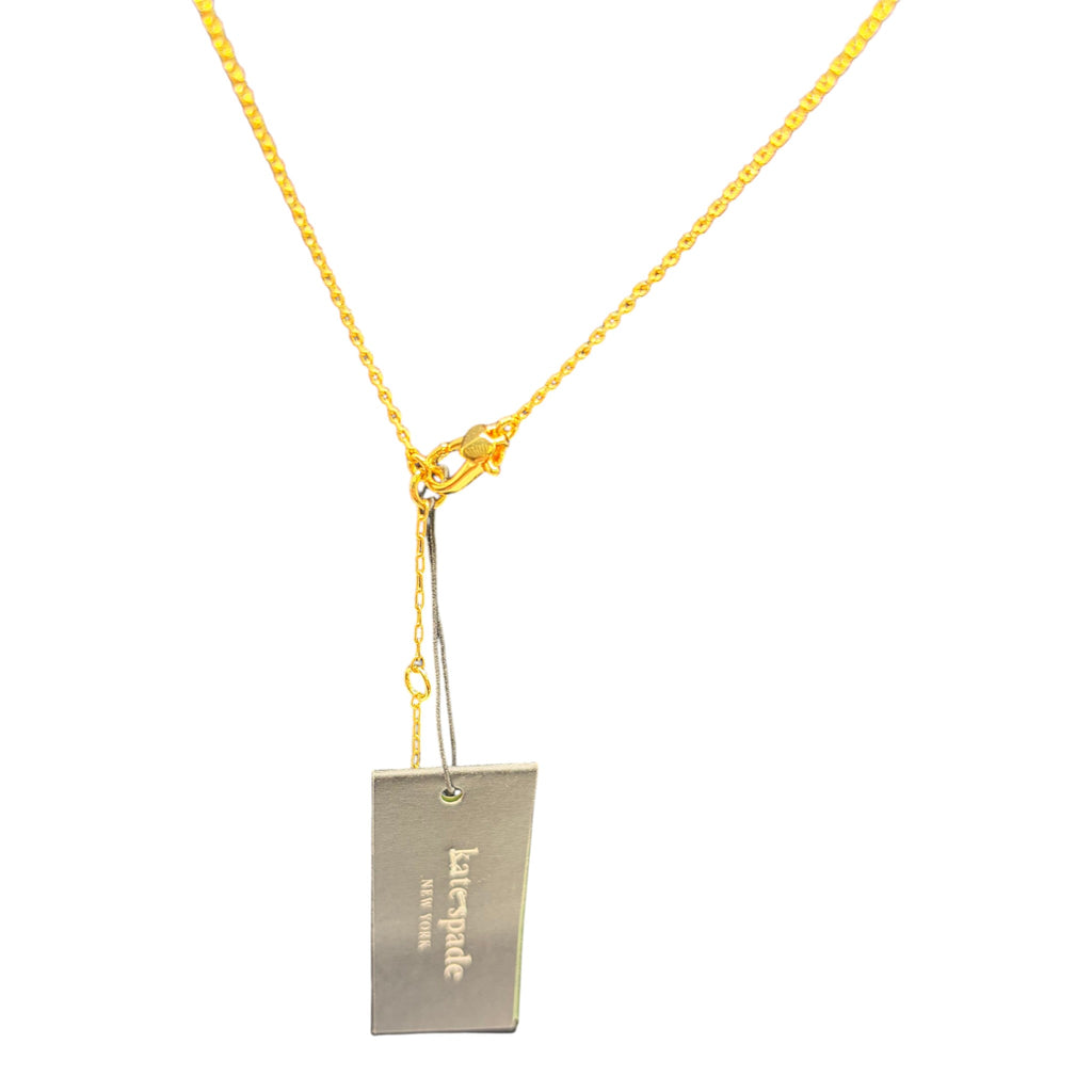 CURATED by Kira kate spade new york gold tone chain necklace with branded rectangular tag and lobster clasp
