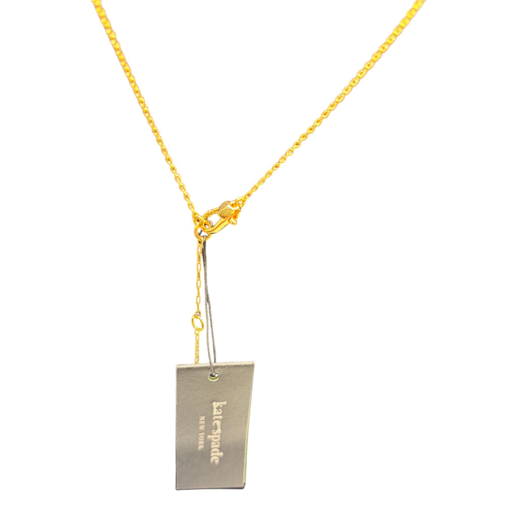 CURATED by Kira kate spade new york gold tone chain necklace with branded rectangular tag and lobster clasp
