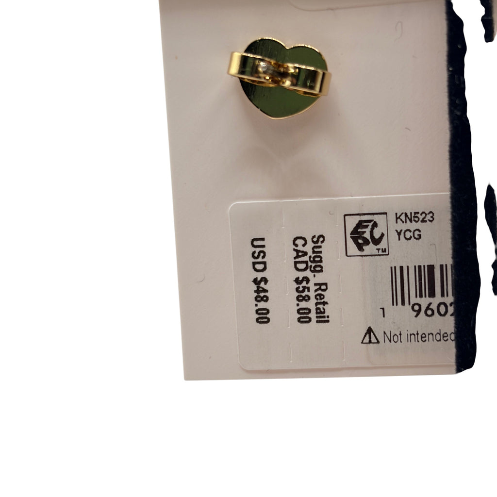 CURATED by Kira Kate Spade New York heart stud earring back in gold tone metal on original retail display card