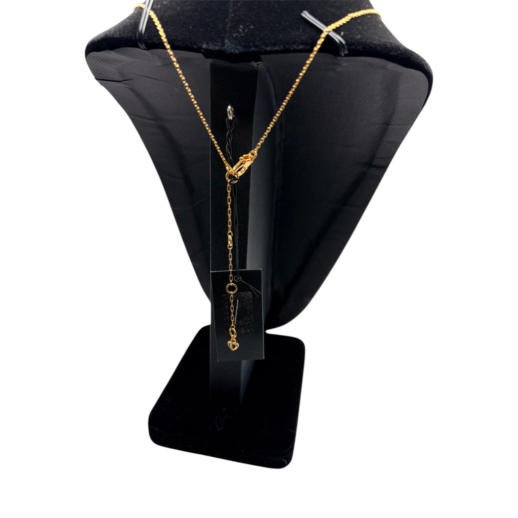 CURATED by Kira kate spade new york gold tone chain necklace with white resin and cubic zirconia pendant back view