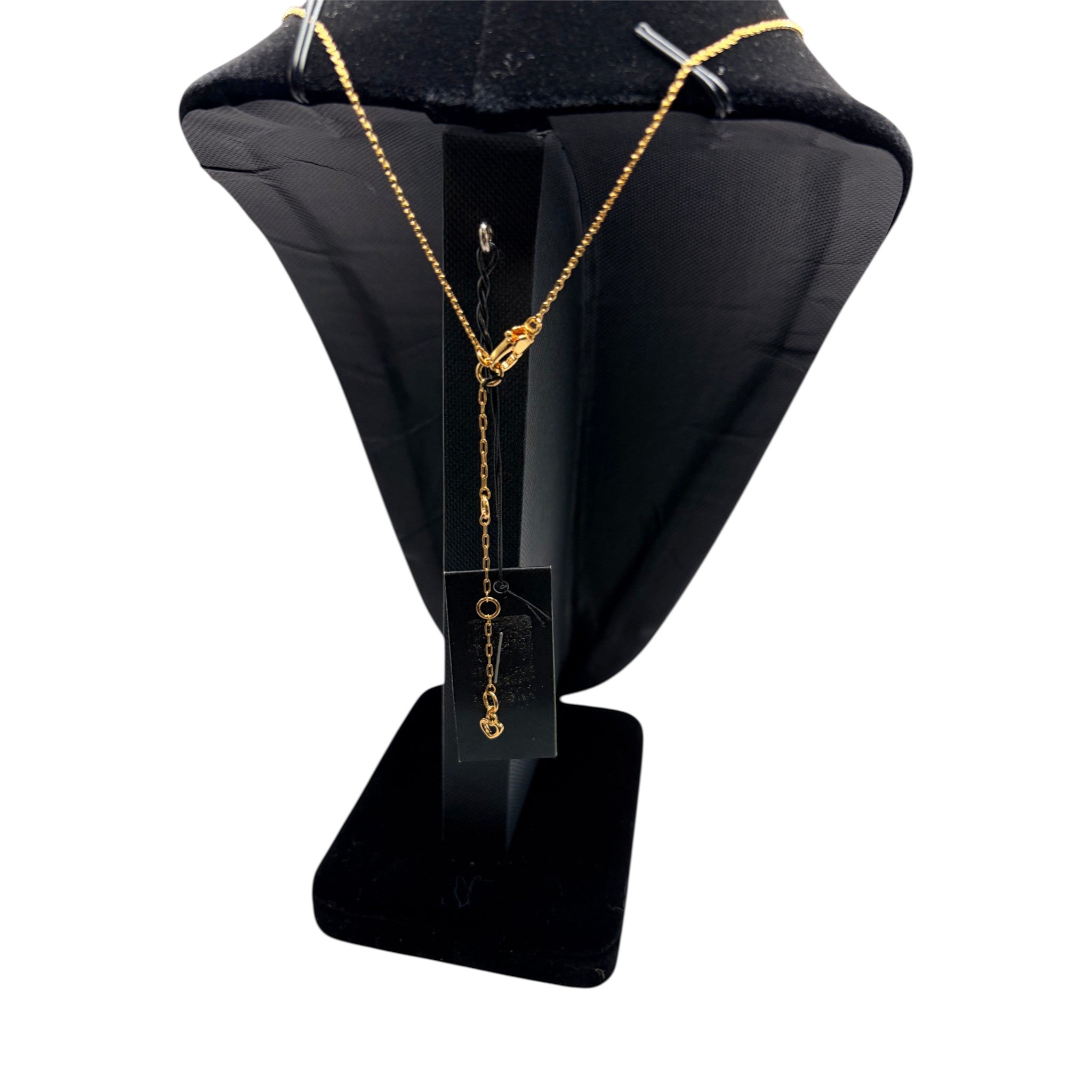 CURATED by Kira kate spade new york gold tone chain necklace with white resin and cubic zirconia pendant back view