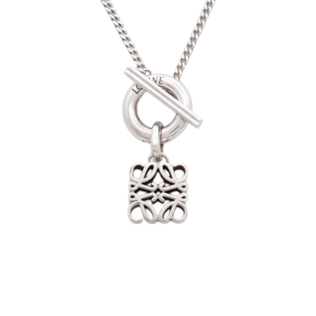 CURATED by Kira Loewe silver Anagram necklace featuring a toggle clasp and 42cm sterling silver chain
