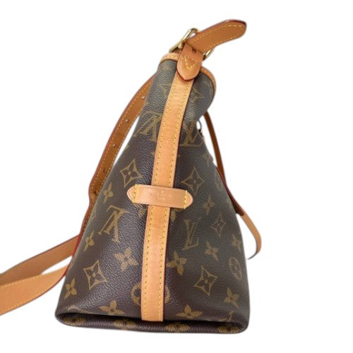 CURATED by Kira Louis Vuitton Carryall PM brown monogram canvas handbag with leather trim side view