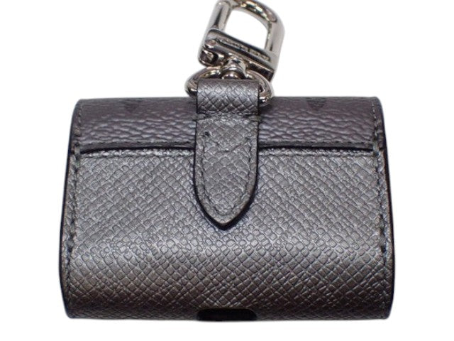 CURATED by Kira Louis Vuitton Taigarama grey Taiga leather earphone pouch with silver hardware clip