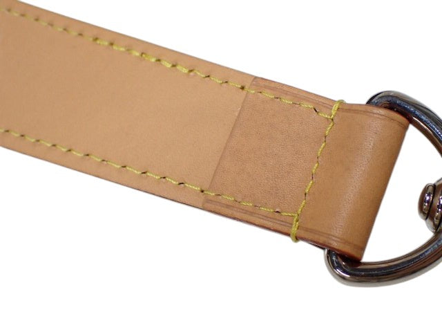 CURATED by Kira Louis Vuitton Nile NM bag strap in tan leather with yellow contrast stitching and silver hardware