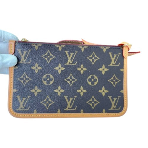 CURATED by Kira Louis Vuitton Carryall PM brown monogram canvas pouch with tan leather trim and gold hardware