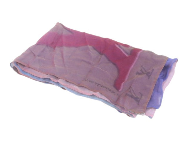CURATED by Kira Louis Vuitton purple silk shawl with monogram logo print and sheer finish
