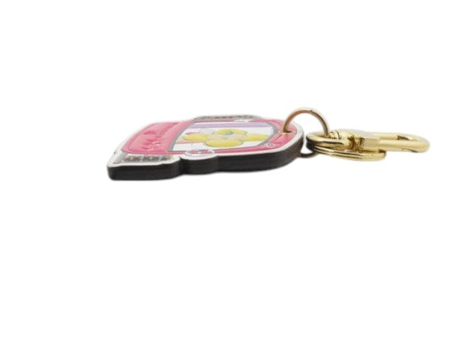 CURATED by Kira Louis Vuitton Monogram Epi Vivienne pink charm keychain viewed from the side