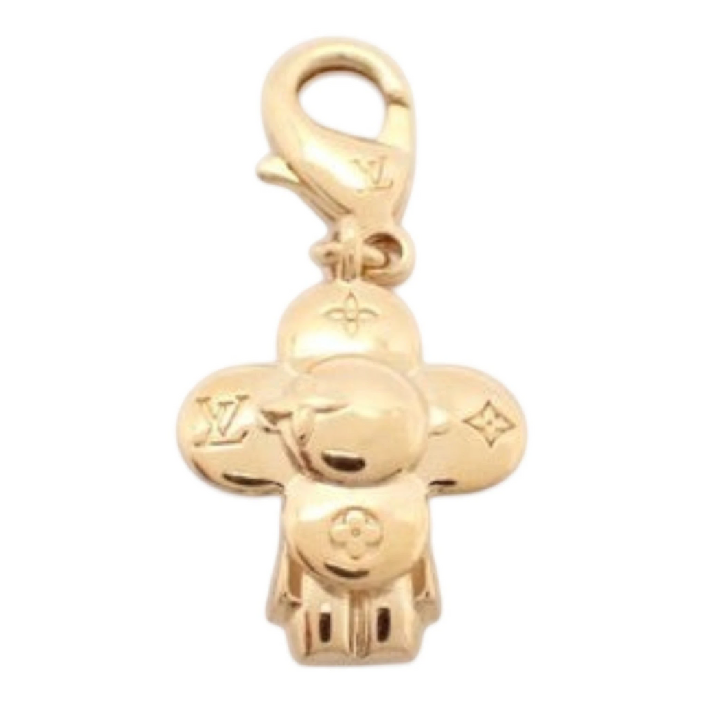 CURATED by Kira Louis Vuitton Vivienne Dore charm in gold. Features a clover-like design with LV monogram details.