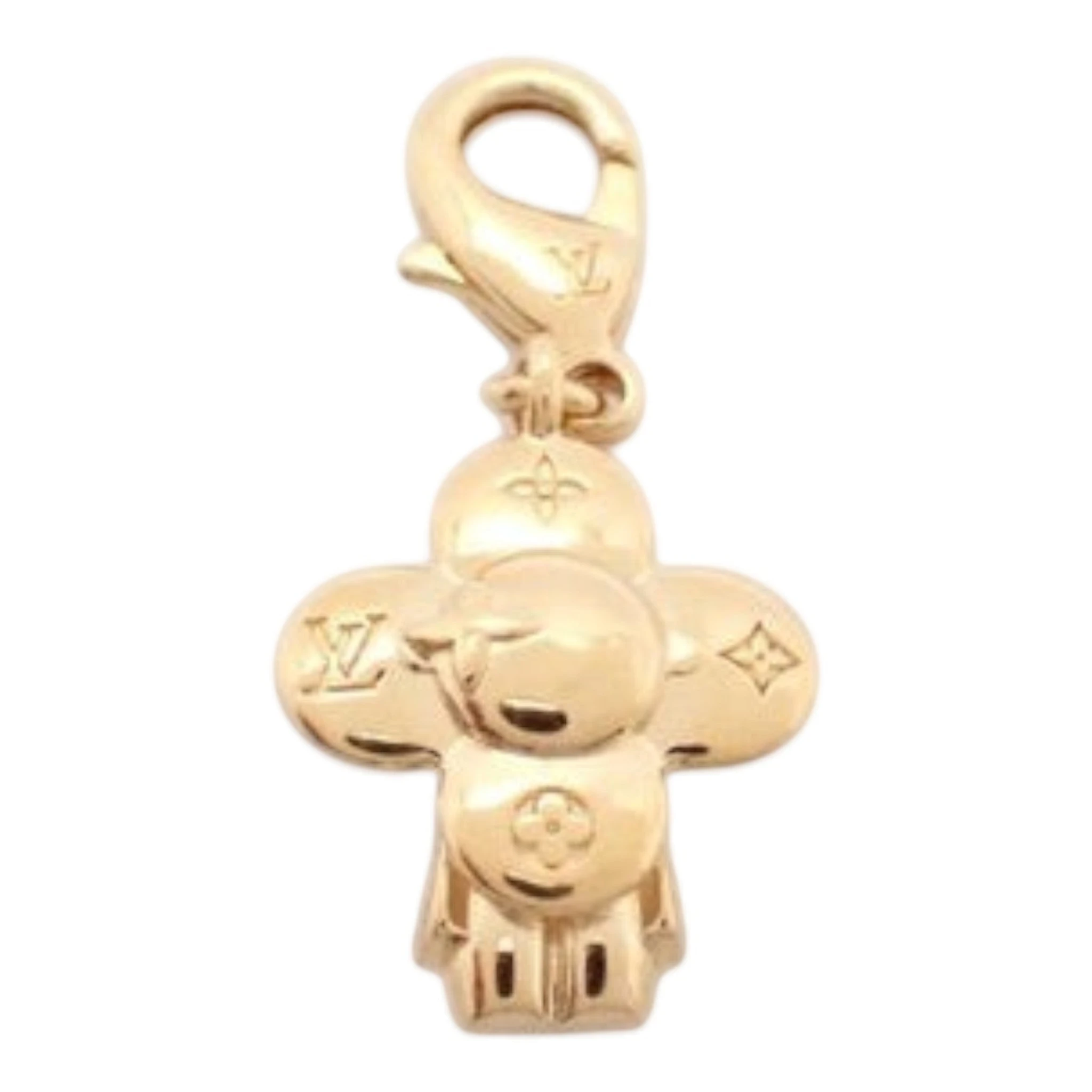 CURATED by Kira Louis Vuitton Vivienne Dore charm in gold. Features a clover-like design with LV monogram details.