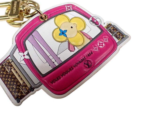 CURATED by Kira Louis Vuitton Monogram Epi Vivienne pink bag charm featuring a stylized car and gold hardware