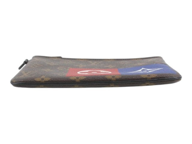 CURATED by Kira Louis Vuitton Zipped Pouch MM in brown monogram canvas with red and blue graphic accents
