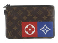CURATED by Kira Louis Vuitton Zipped Pouch MM in brown monogram canvas with red and blue graphic logo patches