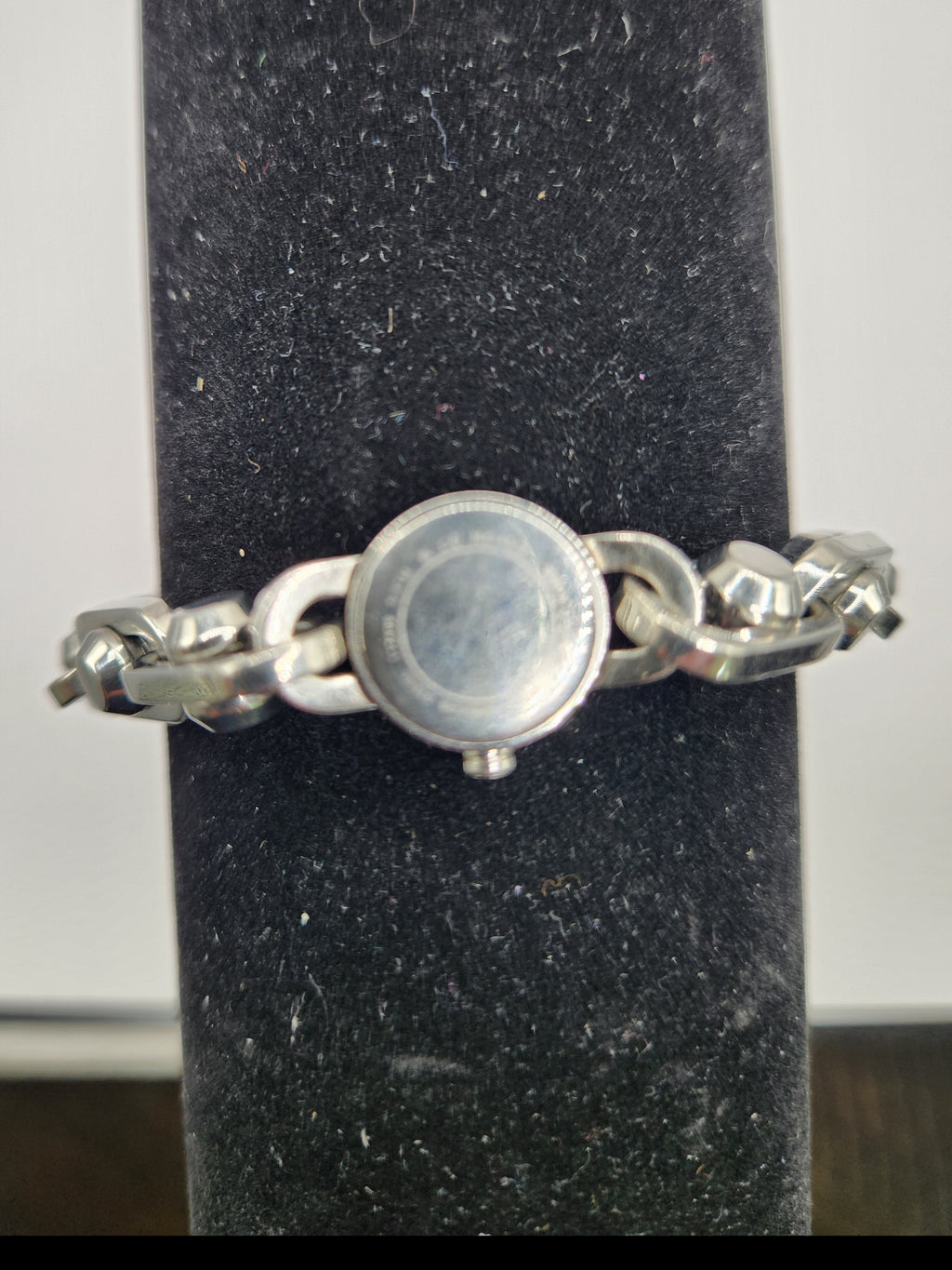 CURATED by Kira Michael Kors Astor silver stainless steel watch with chain-link bracelet shown from the back