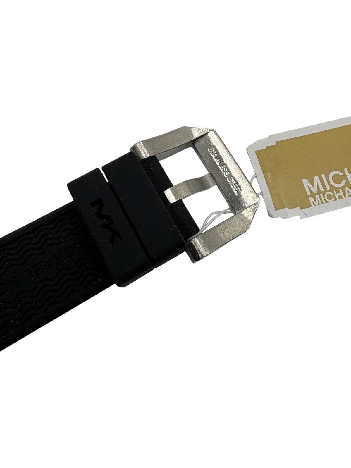 CURATED by Kira Michael Kors Maritime watch black silicone strap with silver-tone stainless steel buckle and tag