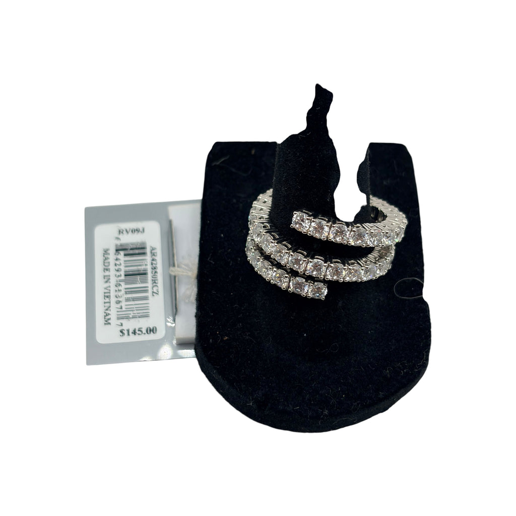 CURATED by Kira Nadri silver tone double row eternity band ring featuring sparkling cubic zirconia stones
