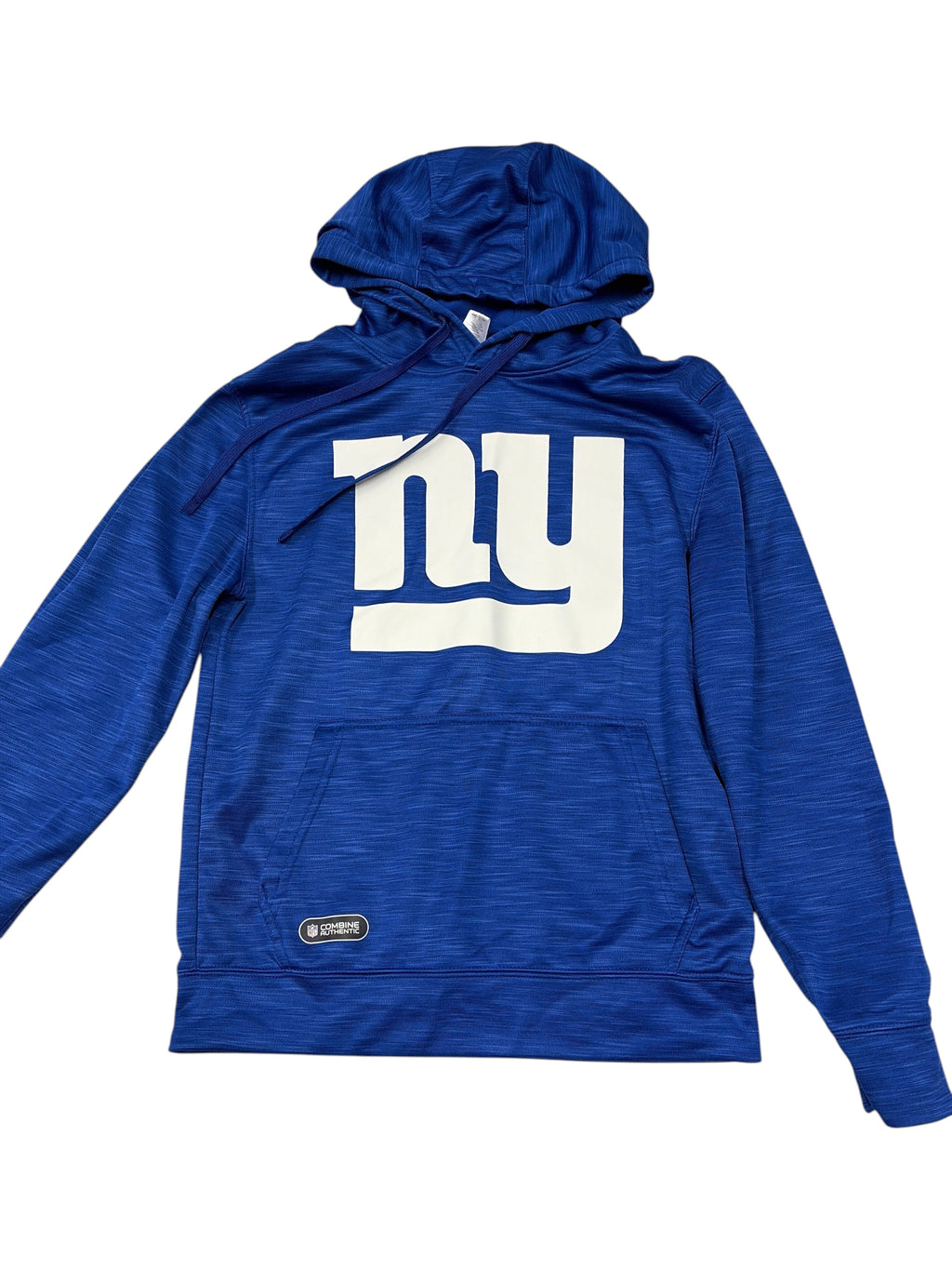 CURATED by Kira royal blue New York Giants performance hoodie with white NY logo and NFL Combine Authentic jock tag