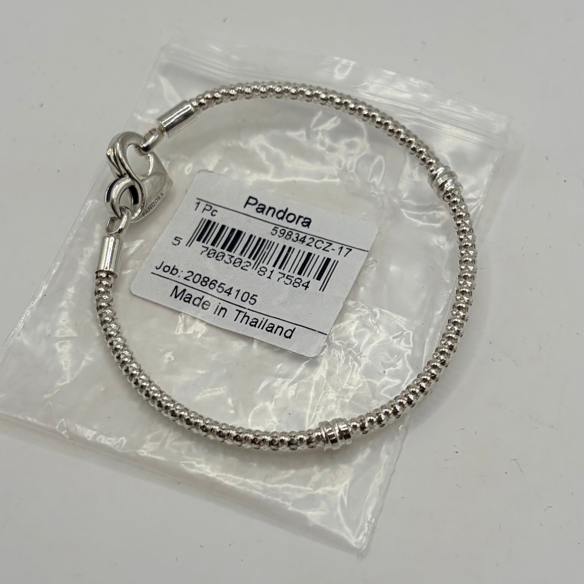CURATED by Kira Pandora silver beaded bracelet with pave crystal ball accent in original packaging