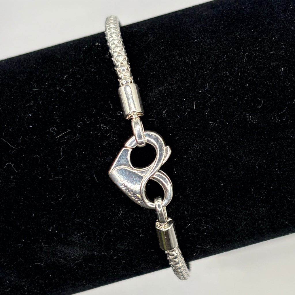 CURATED by Kira Pandora sterling silver bracelet featuring a textured bead chain and a heart-shaped clasp.