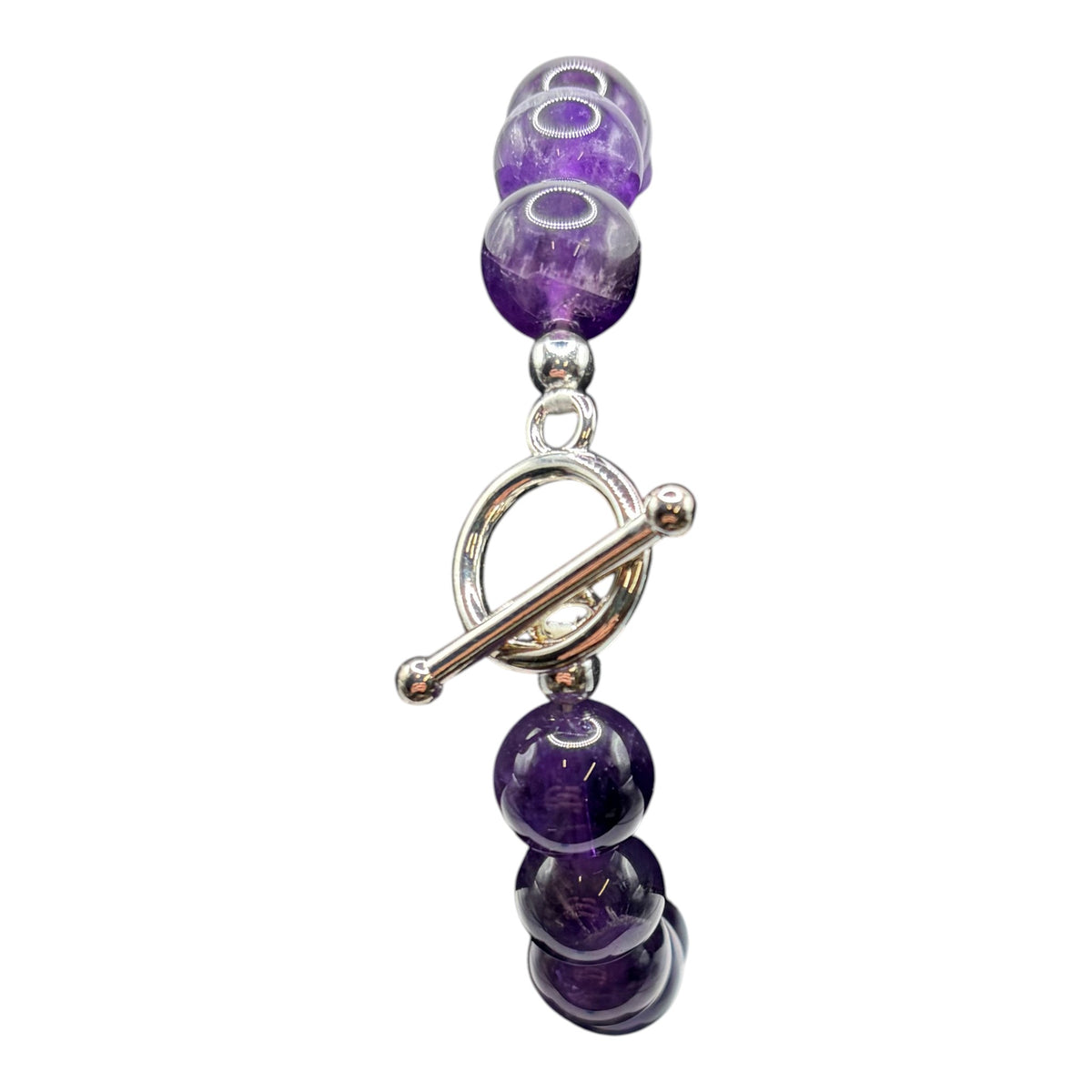 CURATED by Kira purple faceted bead bracelet with a silver toggle clasp