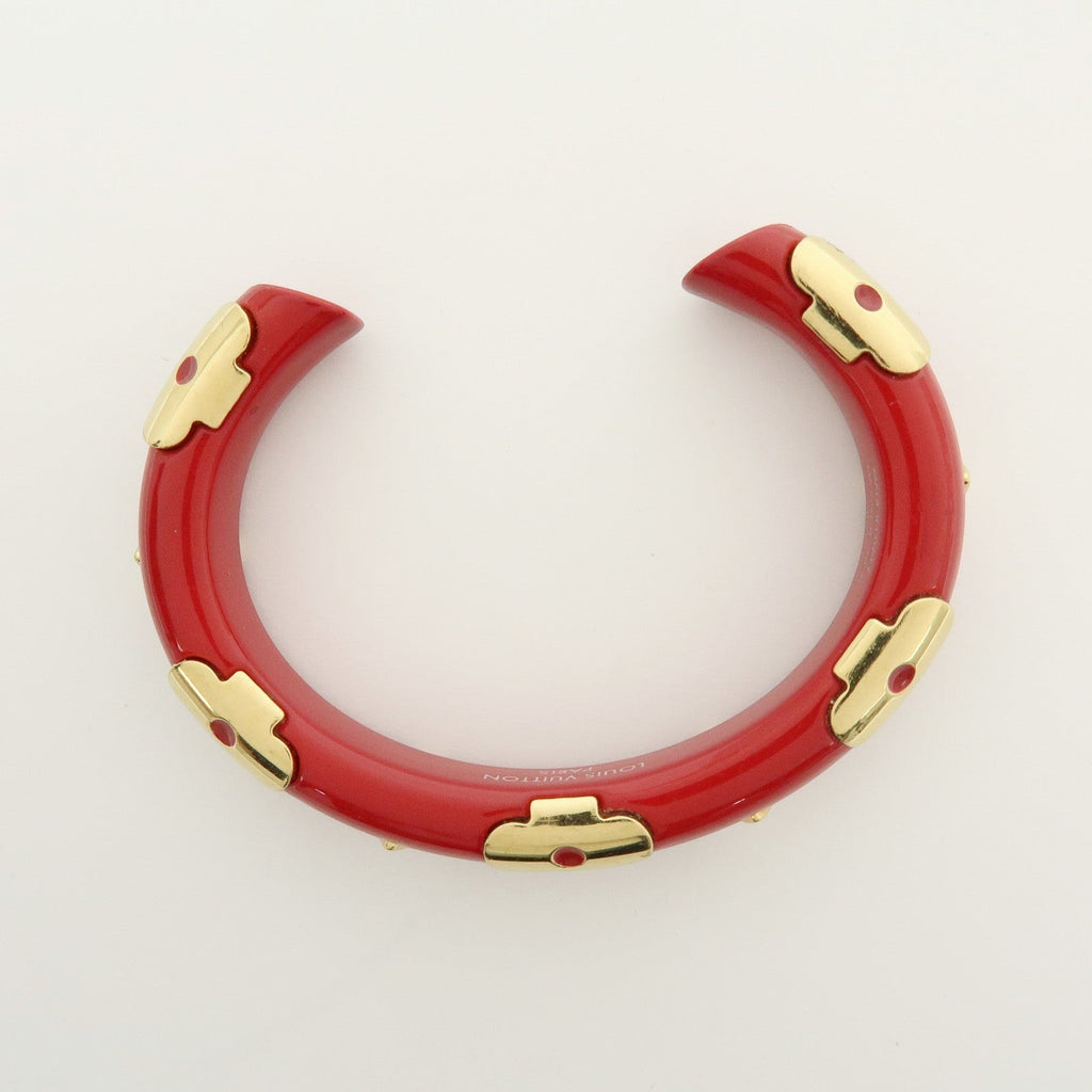 CURATED by Kira red ceramic and gold-tone Louis Vuitton Paris bangle bracelet with engraved interior